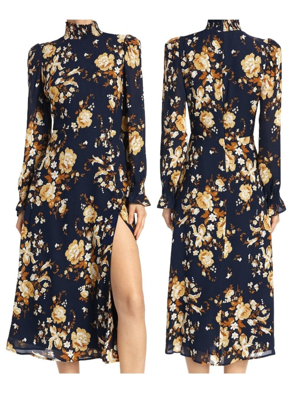 Reformation Stevi Women's Long Sleeve Floral Midi Dress in Divinity Size 4